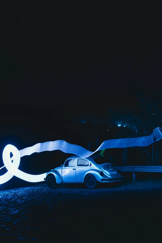 this is an image of a car that is illuminated