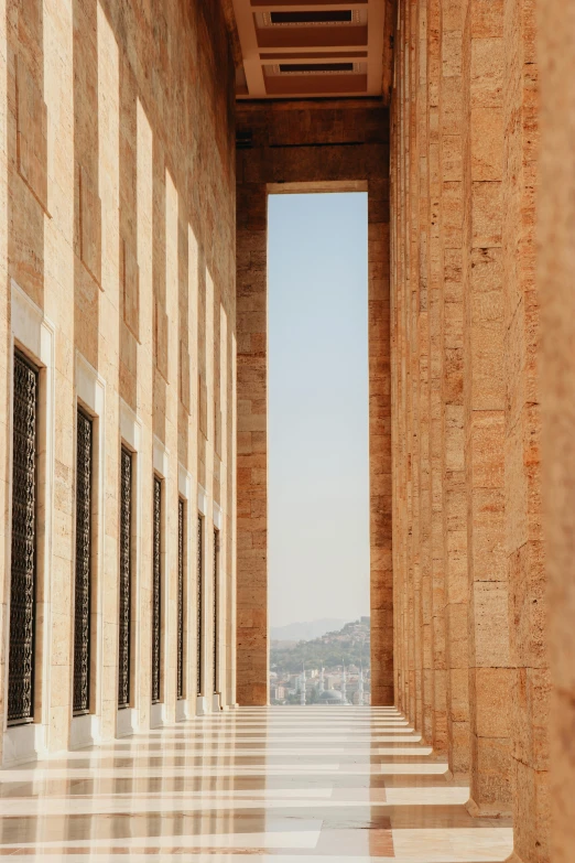 a large room with a very tall doorway