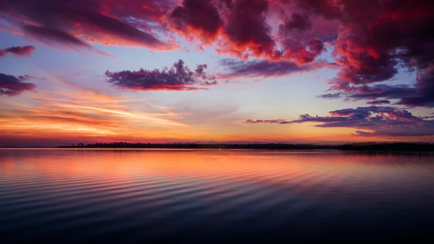 some sky with clouds at the horizon and sunset in the middle