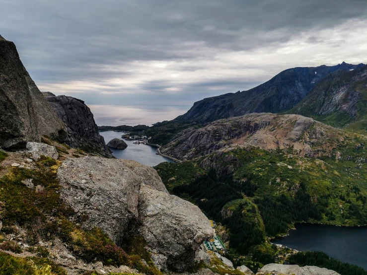 a very nice view of the mountains and lake