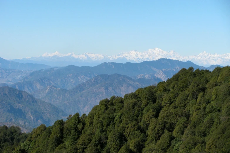 the high mountains are covered with green vegetation