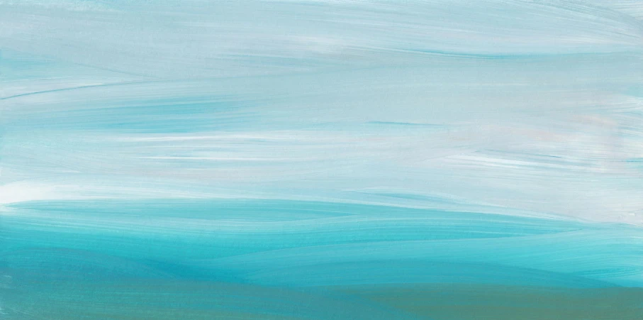 an abstract painting with waves and blue sky in the background