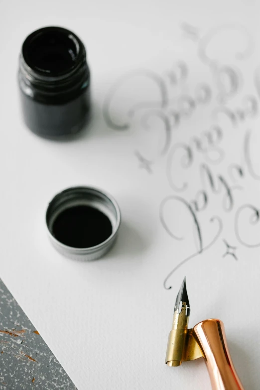 the ink being used to write on paper