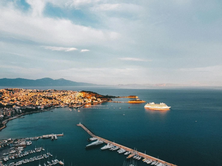 an aerial view of the harbor and city of nicer california