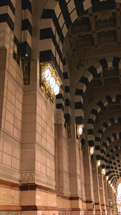 the beautiful tiled columns on the floor of the lobby