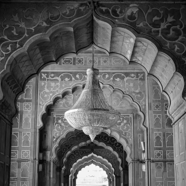 black and white po of the entrance to an old building