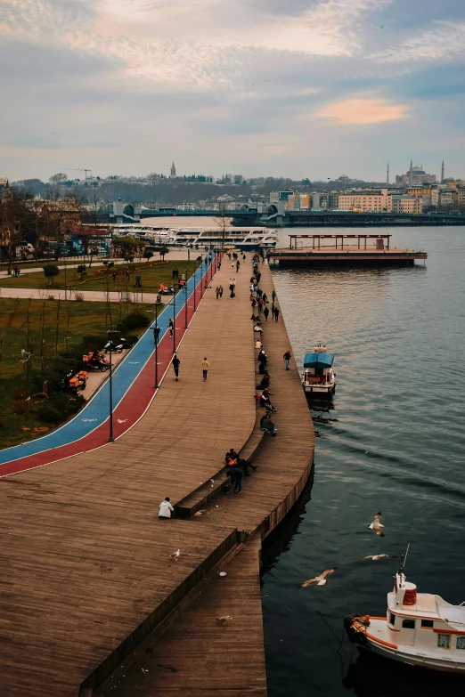 a pier at the waterfront of a river