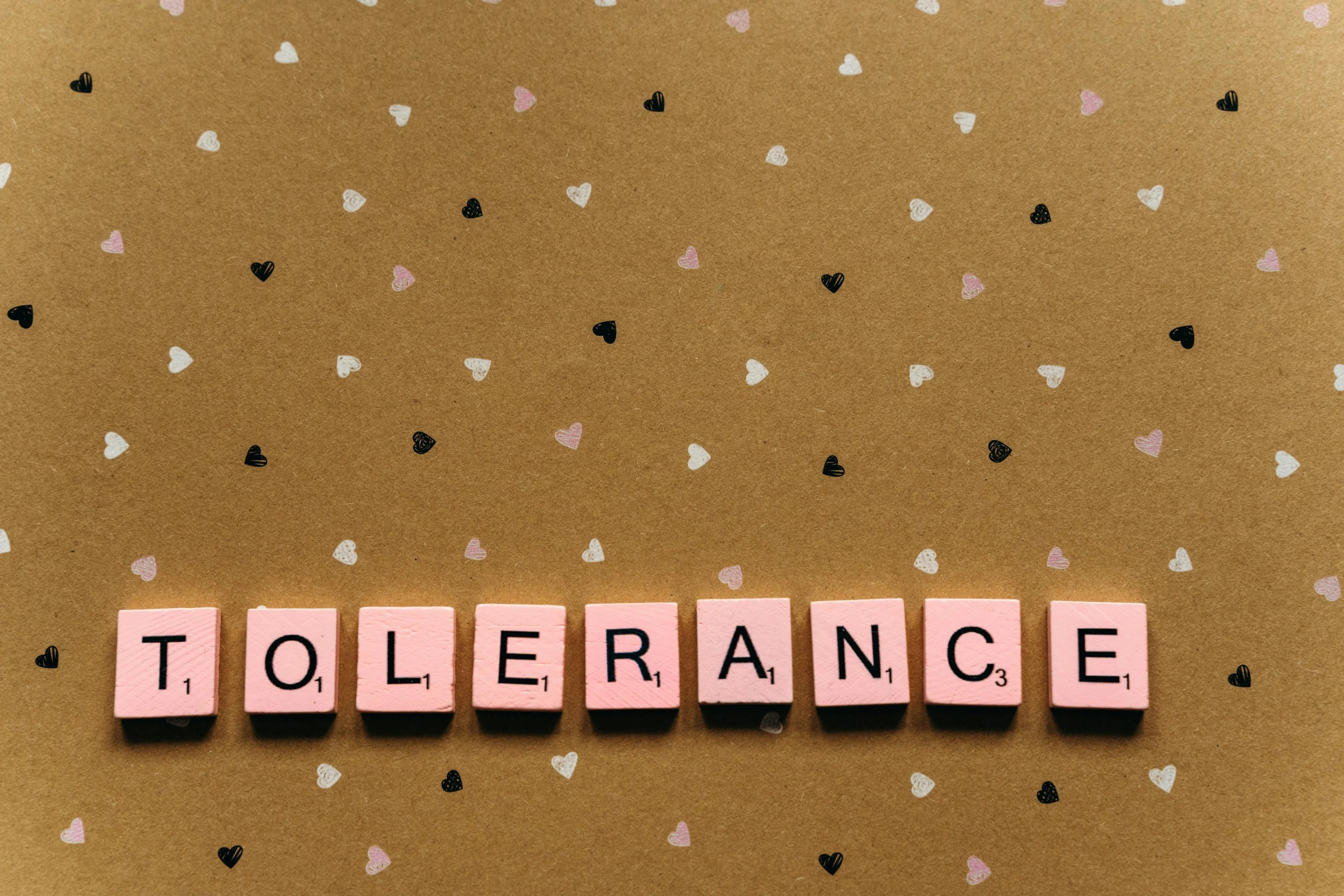 a picture of tiles spelling a text that reads tolerance