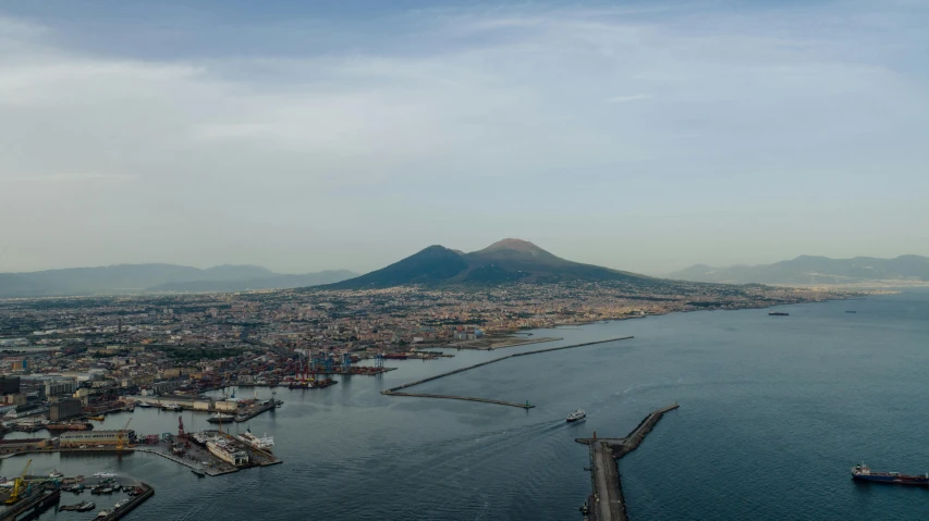 a view of a large body of water from the air