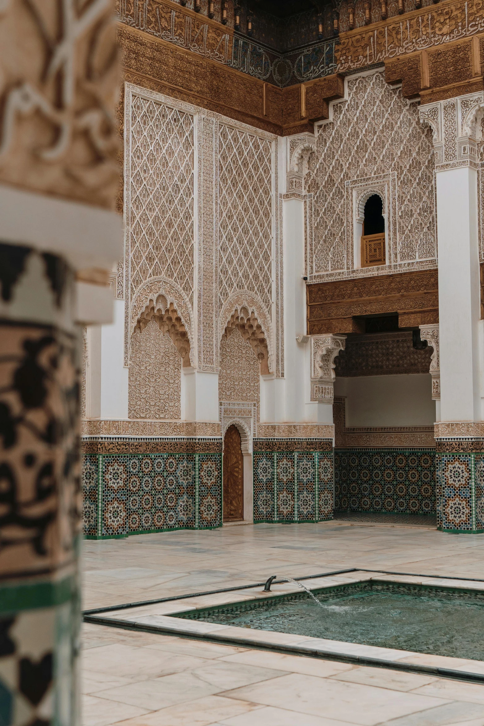 a view from the inside of a building into the tile work