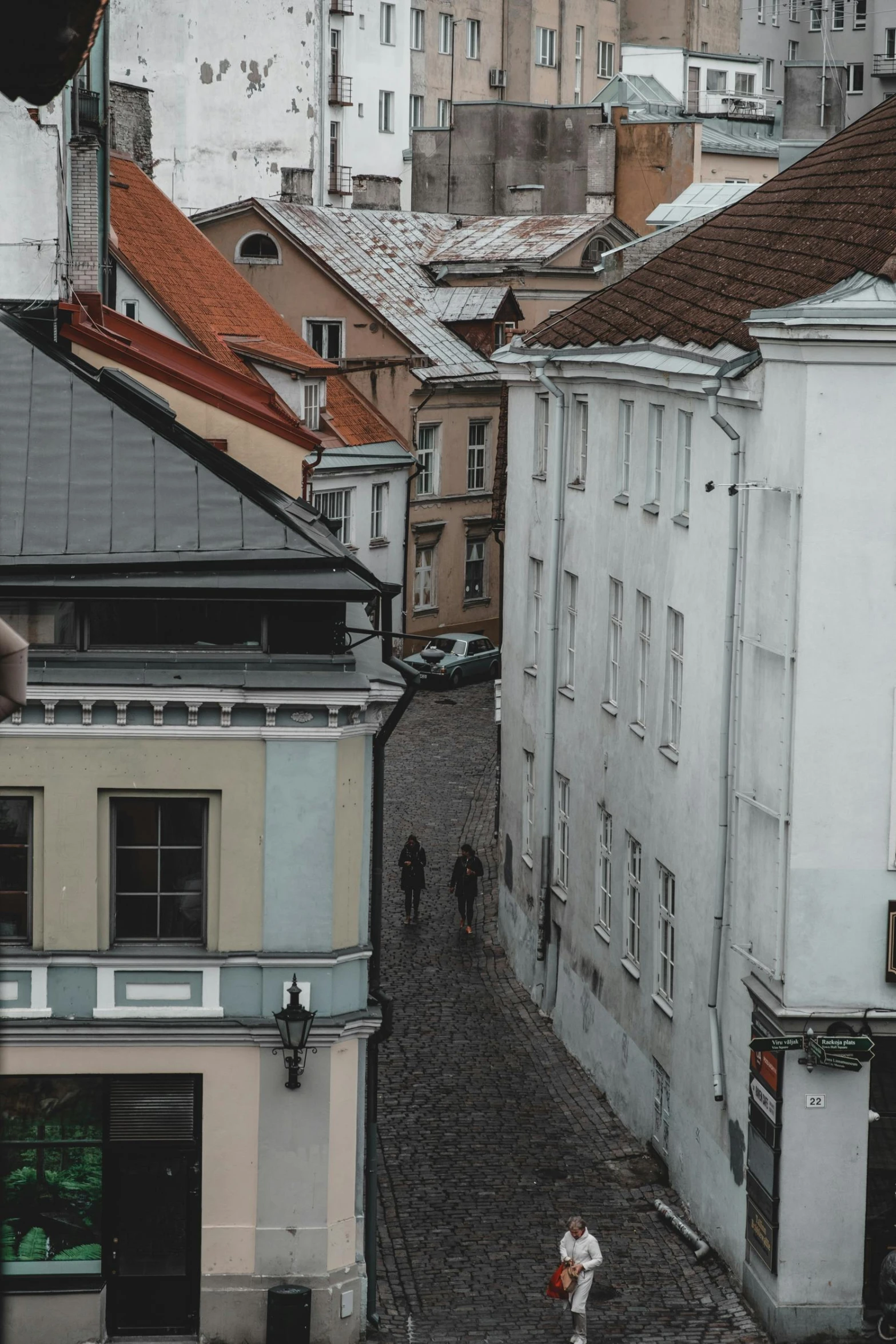 this is a street in europe with some buildings