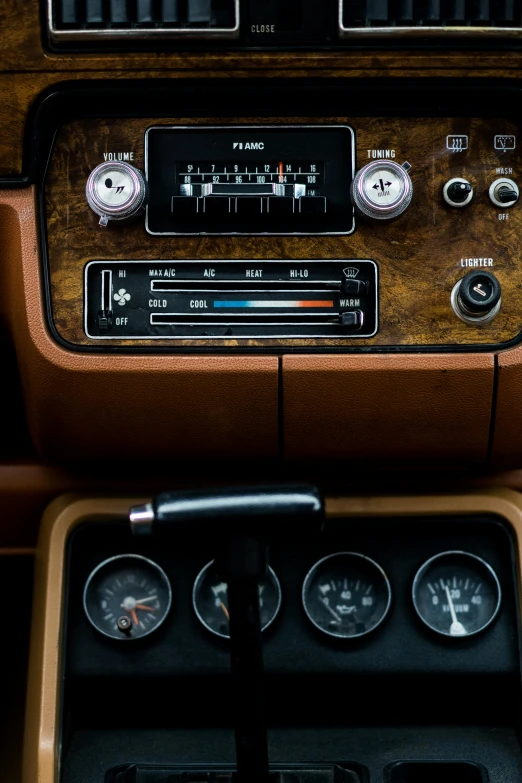 close up s of dashboard control inside car