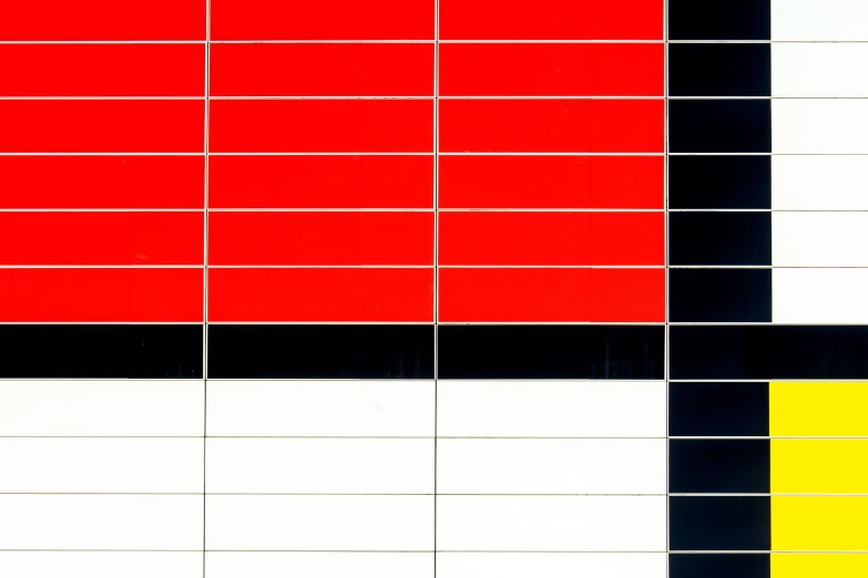 a large red and black color scheme with squares