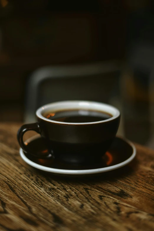 a cup of coffee is sitting on a table