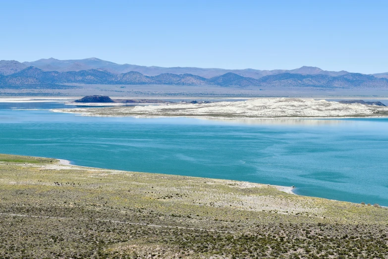 the lake is blue in some places