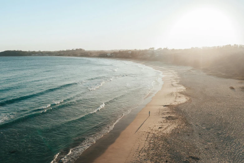 beach with an ocean and sand on a sunny day