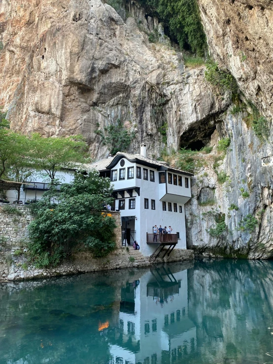 this house in the canyon is on the water