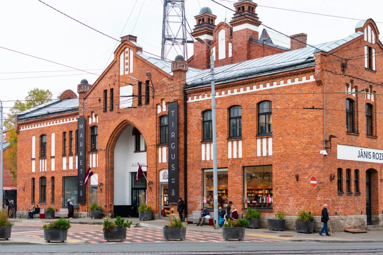 a red brick building on a street corner