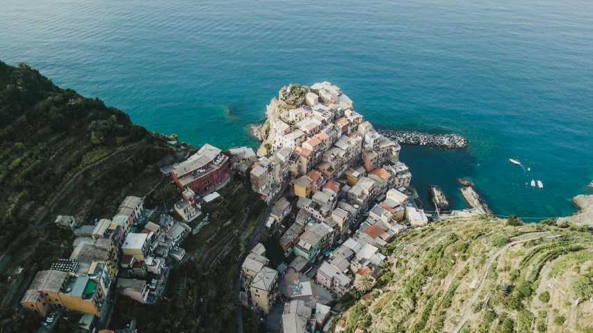 a small village sitting on top of a mountain