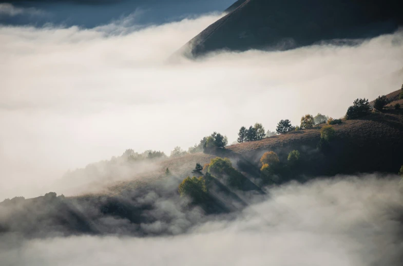 the landscape is obscured by thick clouds