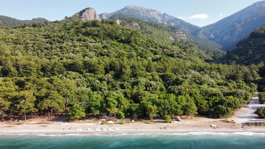 this is an aerial view of a forested area