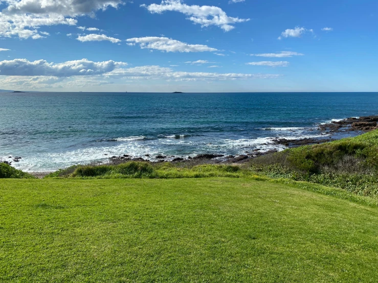 view of the ocean from a golf course