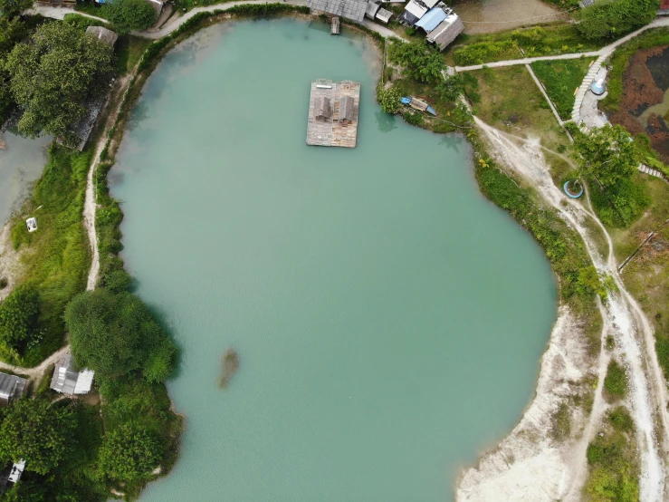 this is an aerial view of a lake