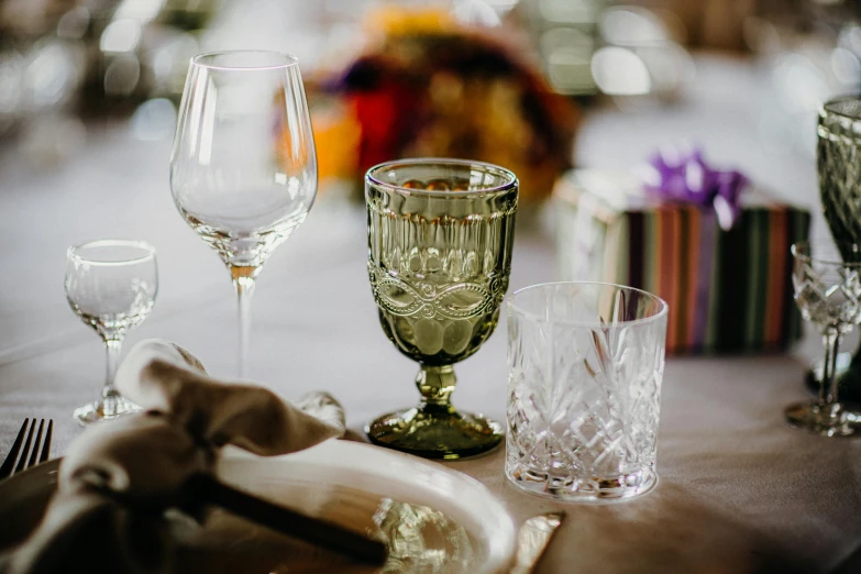 various different glass items on a table