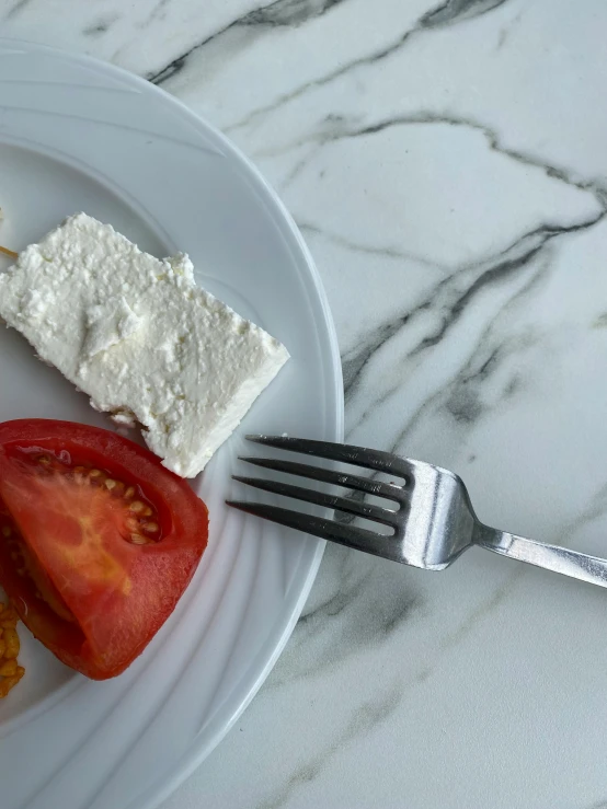 plate with food on white with fork resting on it