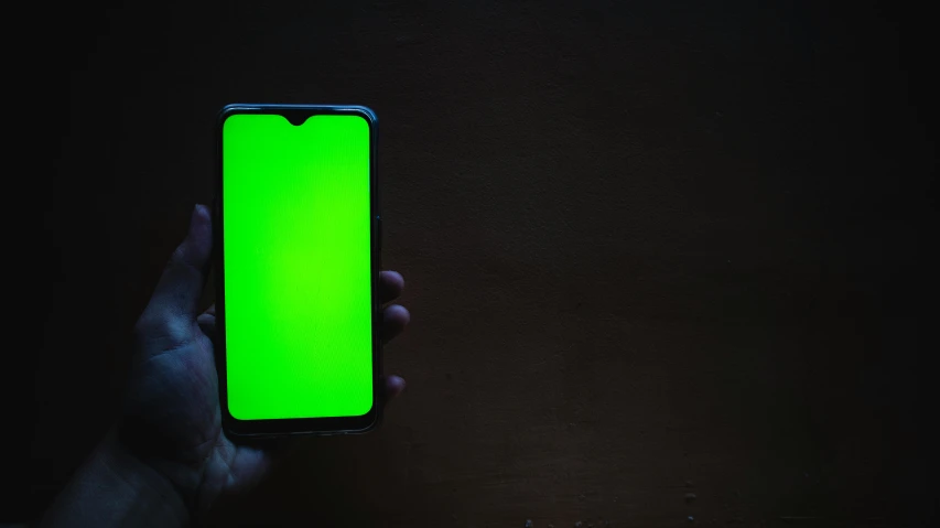someone holding their cell phone with a green light on them