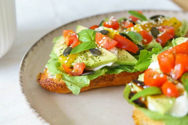 some slices of bread with vegetables on them