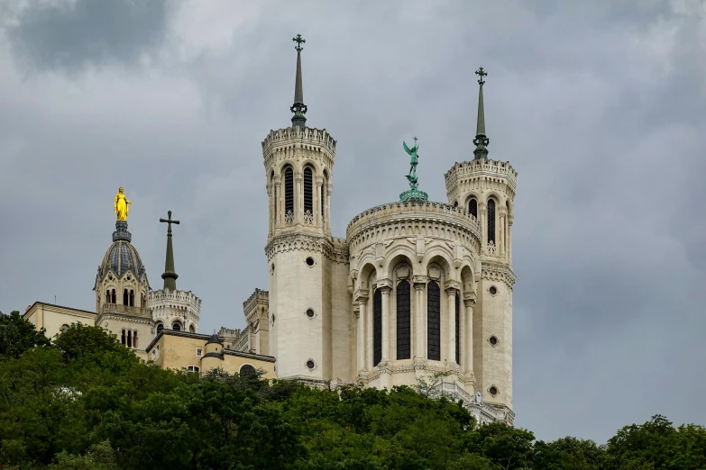 this is a picture of some tall church towers