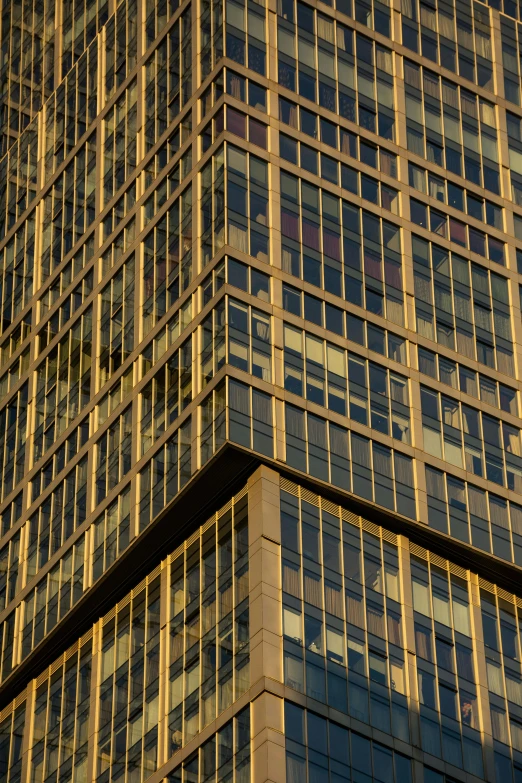 a very tall skyscr with several windows and some signs