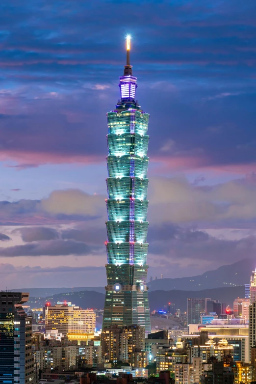 this is an aerial po of a tower at night