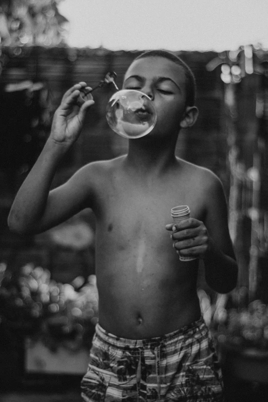  drinking bubble from a clear plastic bottle