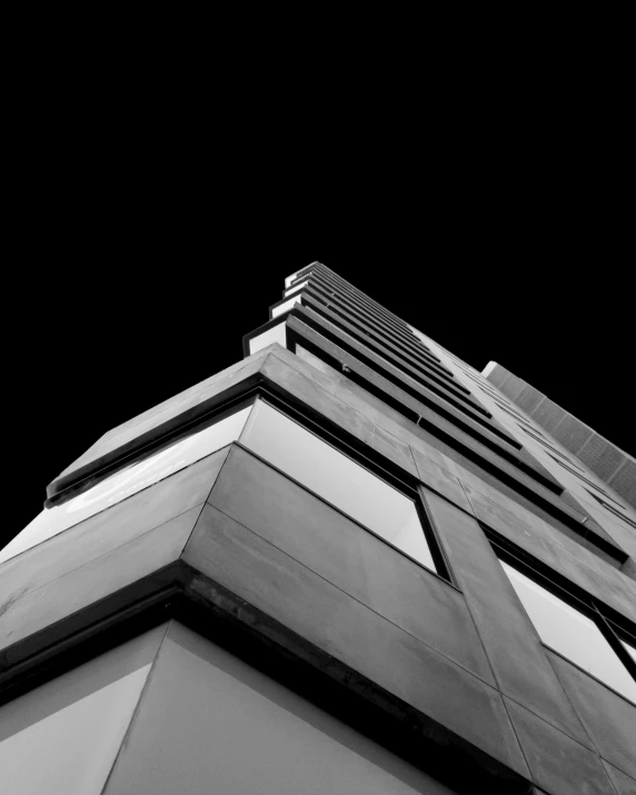 black and white pograph of a tall building