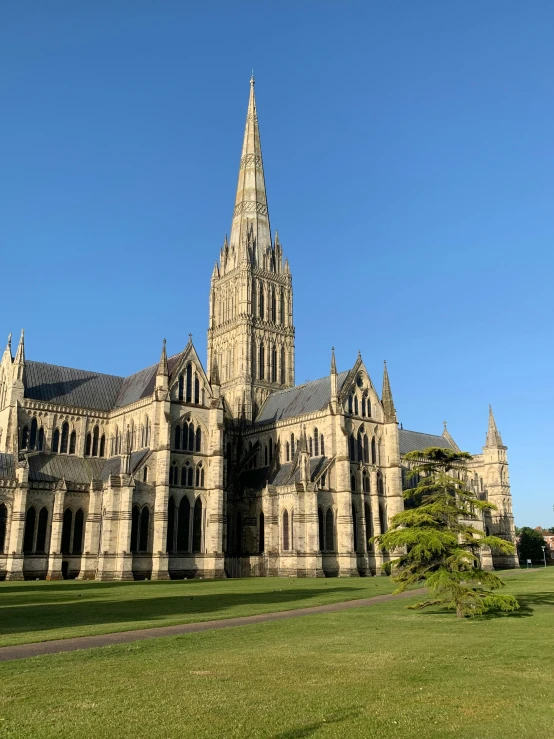 a church that has been constructed in stone and has spires