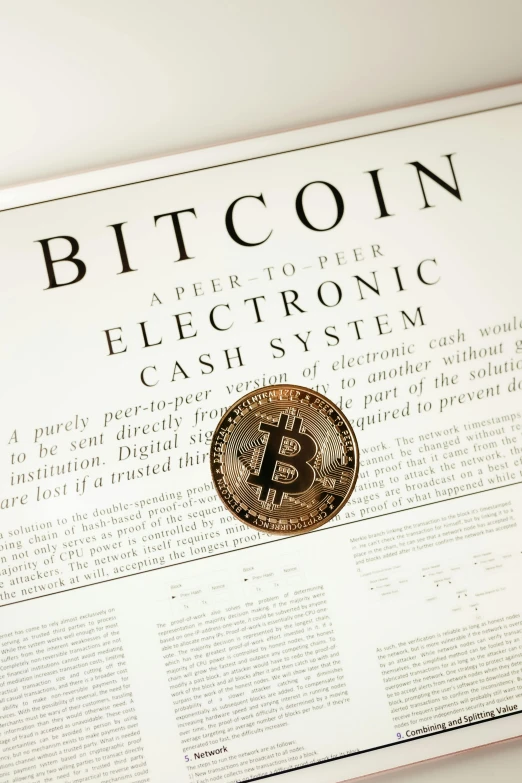 an electronic cash system is shown with the word bit coin