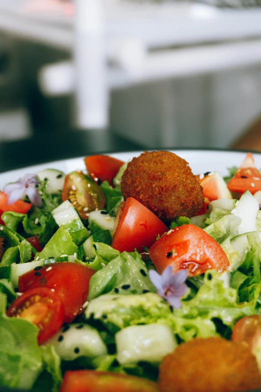 salad with tomatoes and onion on a plate