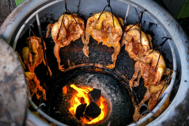 a bbq filled with many different kinds of pizza