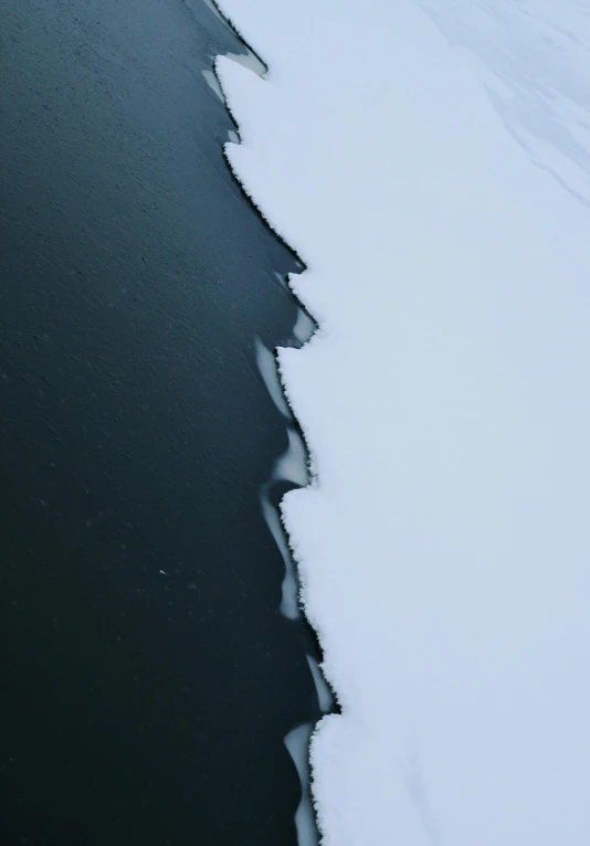 an icy view of the ground from above