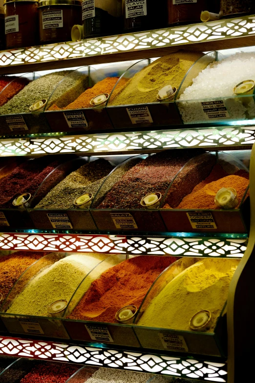 this is an image of spices in a store