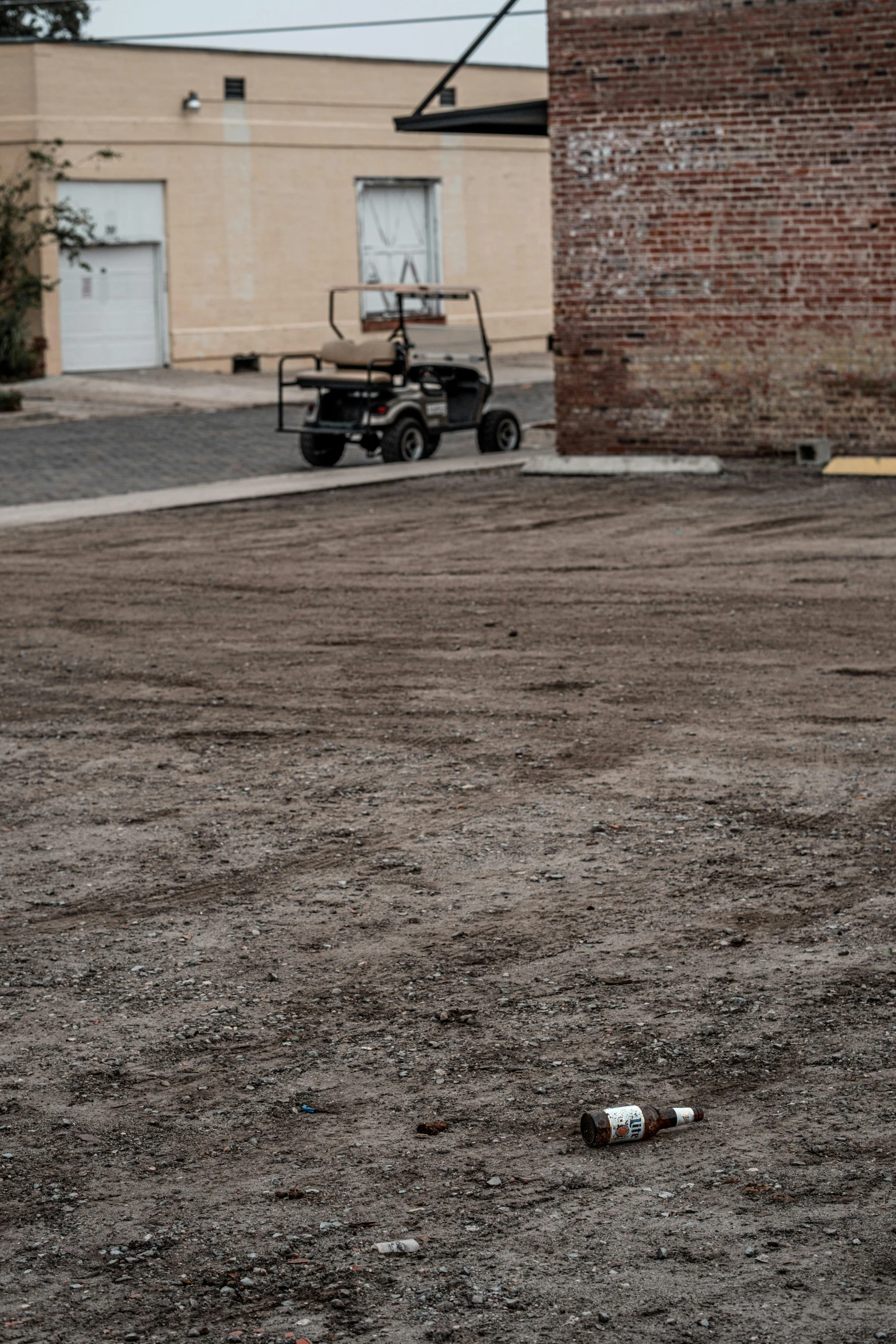 an empty street with a few items left on it