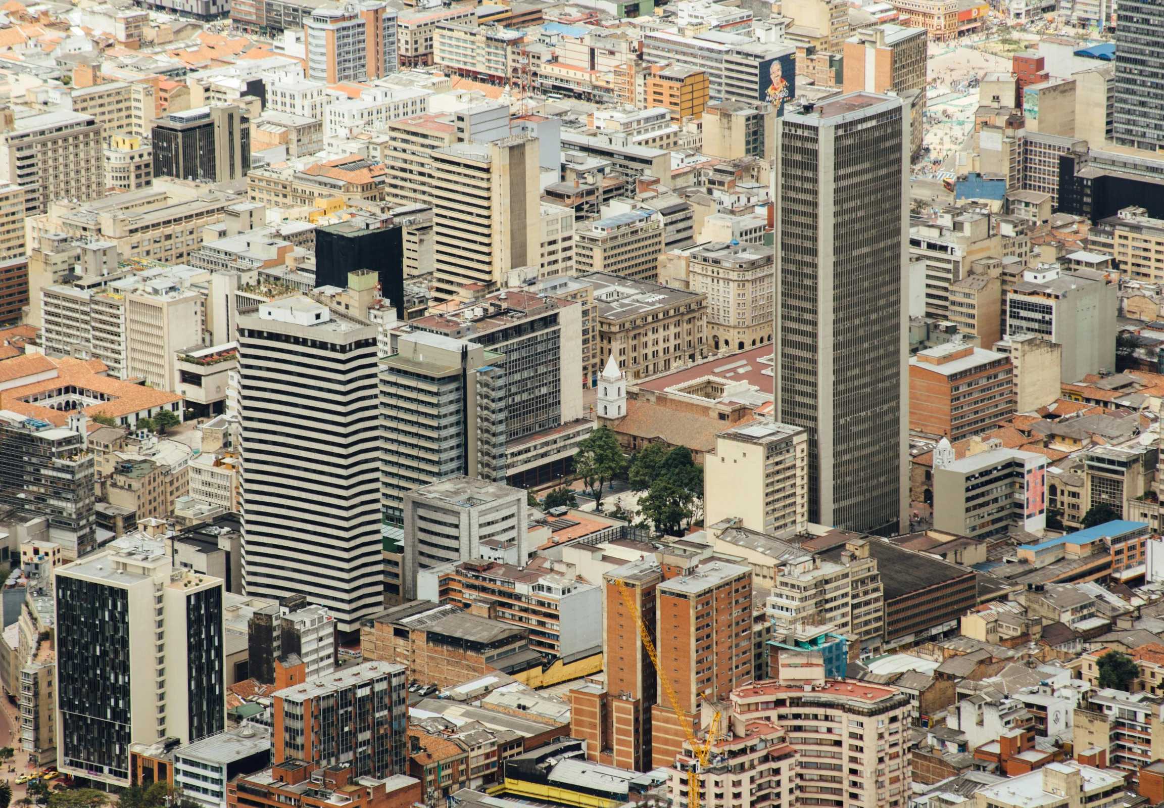 city from the air with tall buildings and skyscrs