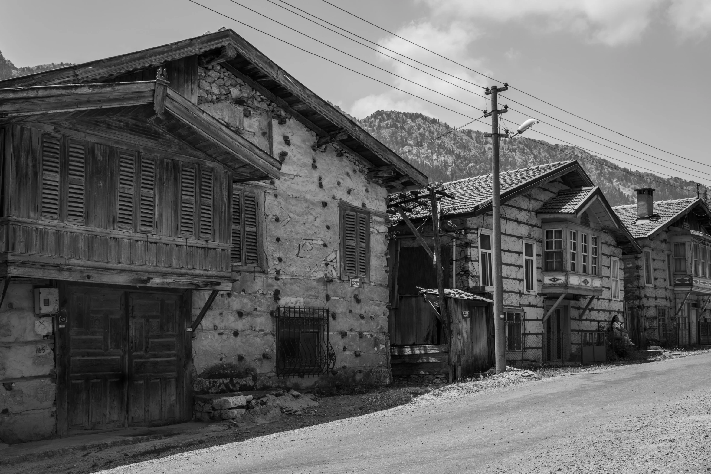 a black and white po of an old town