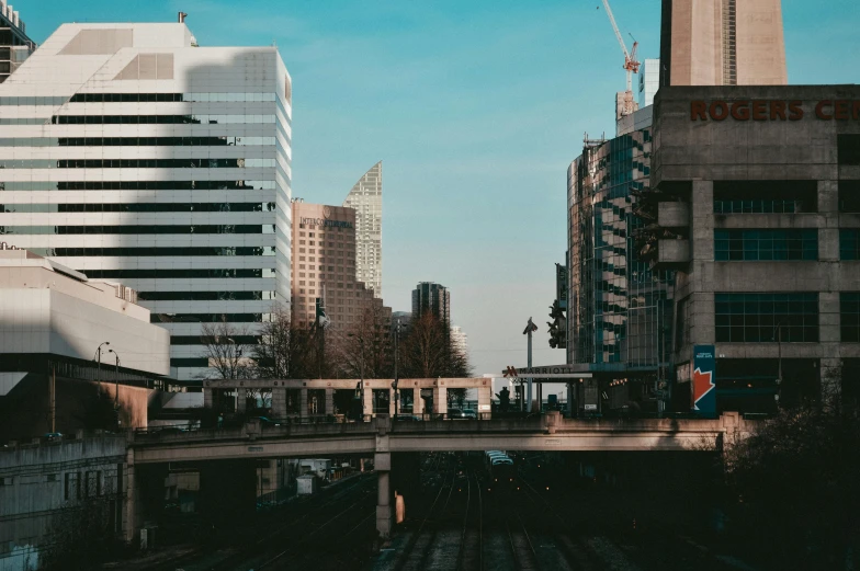 a bunch of tall buildings are seen next to each other