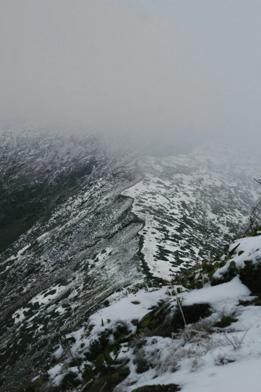 a snowy mountain landscape in the winter