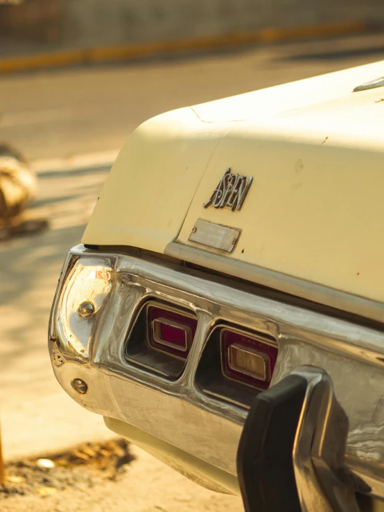 the tail lights are visible in this old car