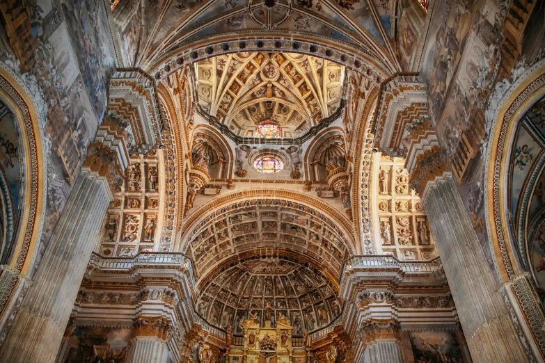 a cathedral has a vaulted ceiling that allows for religious worship