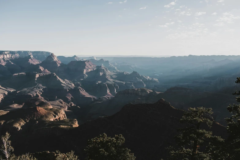 view of the bright blue sky and the grand canyon